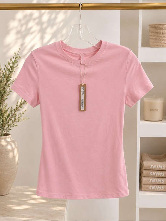 SKIMS Tops - NWT SKIMS Cotton Jersey T Shirt Halite Pink Size Small